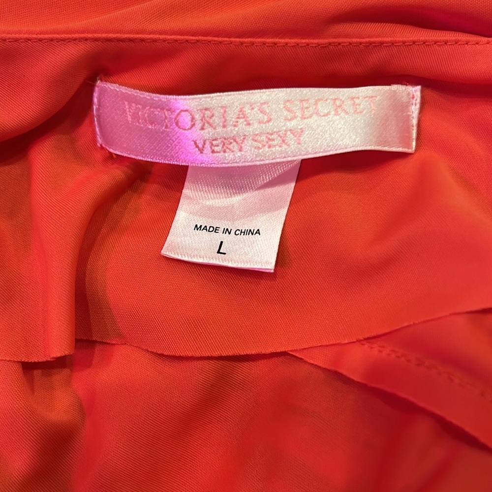 Victoria’s Secret Very Sexy Orange Lace Trim Open Back Nightgown Women Size L - Picture 6 of 8